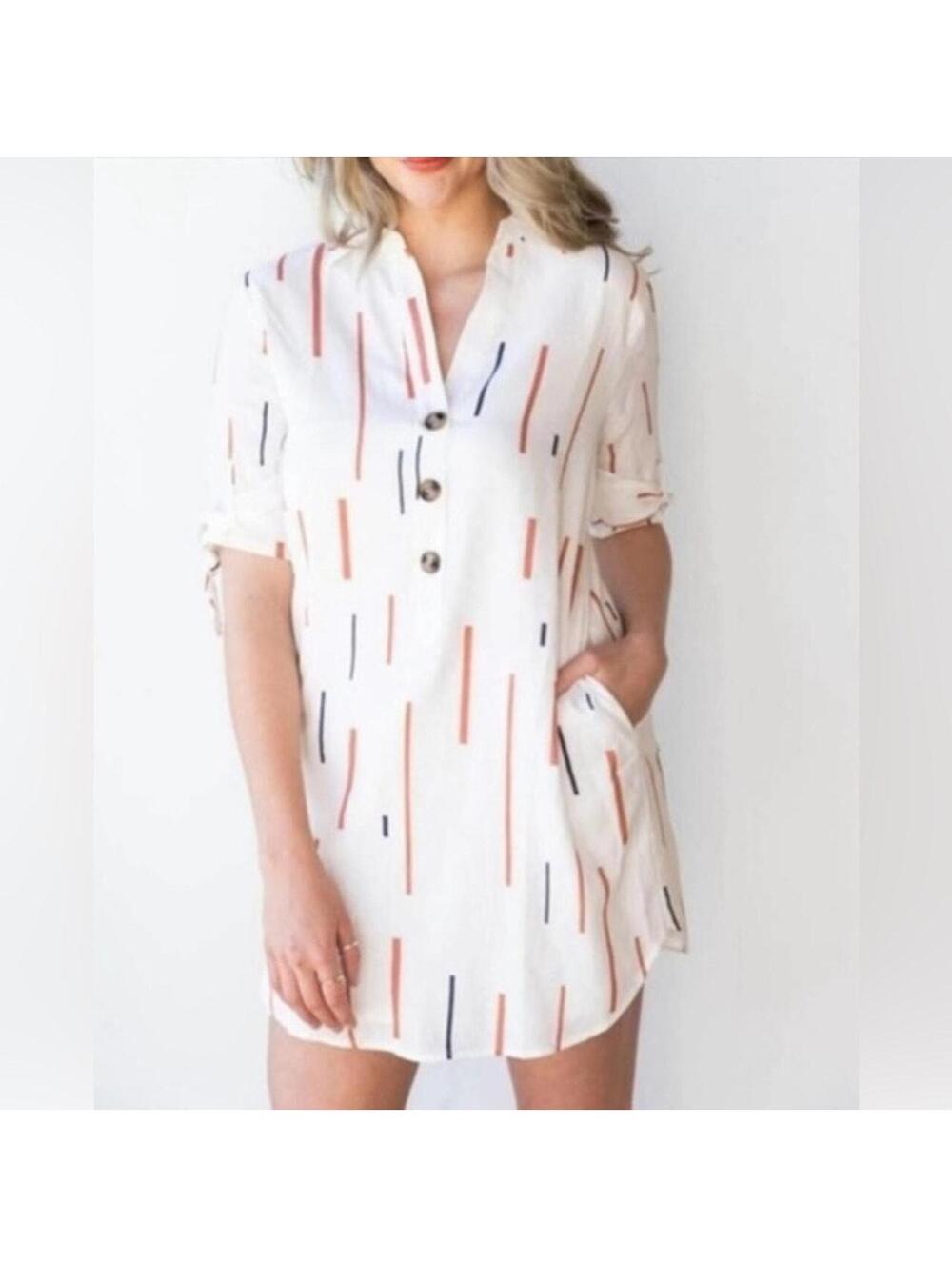 LUSH Clothing Women's White and Orange Dress